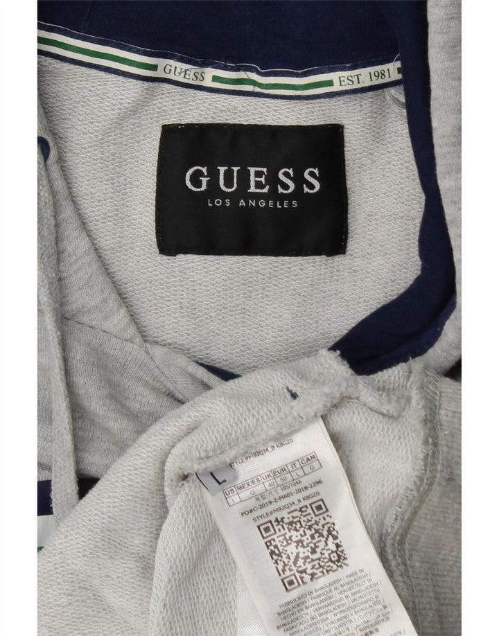 GUESS Herren-Kapuzenpullover mit Grafik, groß, graue Baumwolle