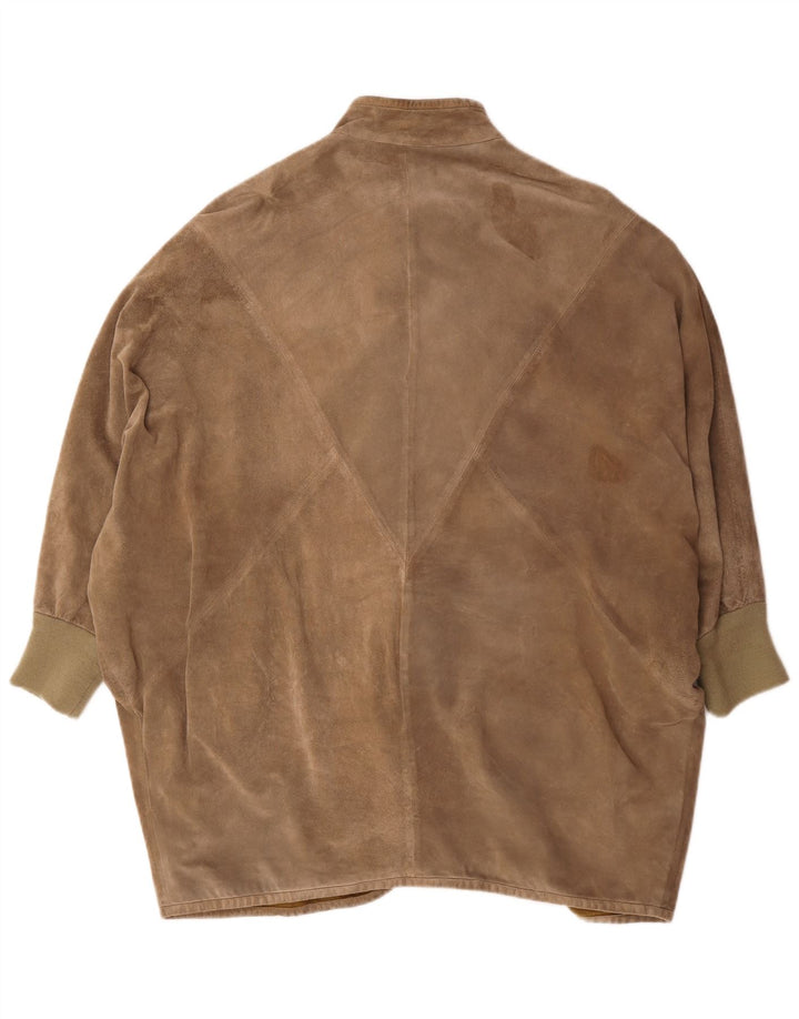 Vintage Damen Übergroßer Wildledermantel UK 14 Medium Beige