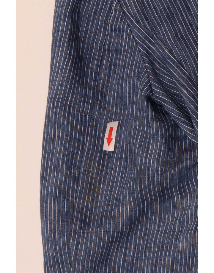 Zara Damen 1-Knopf-Blazerjacke UK 18 XL blauer Nadelstreifen-Polyester