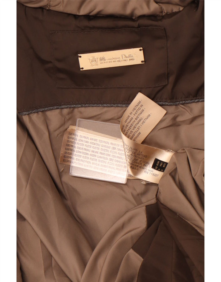 MASSIMO DUTTI Wattierter Damenmantel mit Kapuze, UK 10, Klein, Braun, Polyester