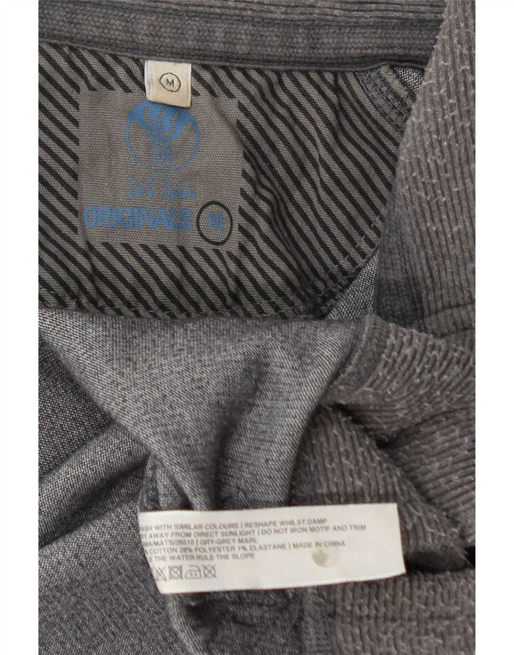 Fat Face Herren-Sweatshirt mit Reißverschluss am Hals, mittelgraue Colourblock-Baumwolle