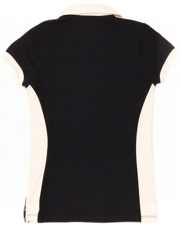 Calvin Klein Damen Poloshirt UK 6 XS Schwarz Colourblock Baumwolle