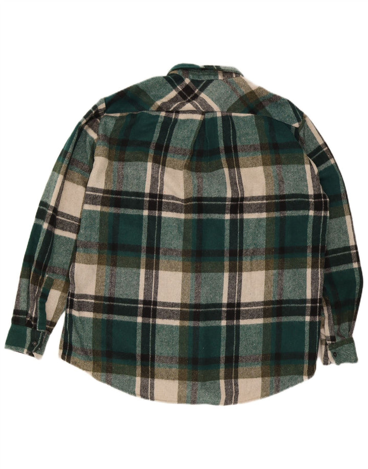 Vintage Herren Overshirt Shirt XL grün karierte Wolle