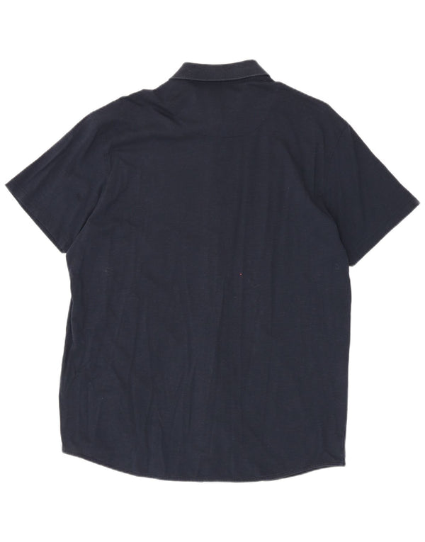 Harmont & Blaine Herren-Hemd, kurzärmelig, reguläre Passform, 3XL, Marineblau, Baumwolle