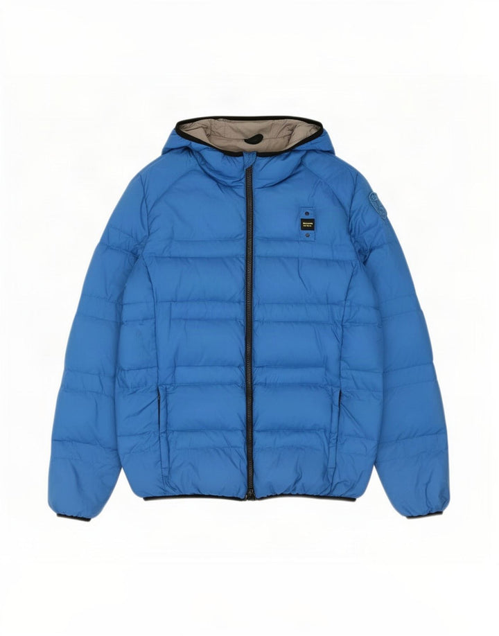 Blauer wattierte Jungenjacke mit Kapuze, 15–16 Jahre, blaues Polyamid