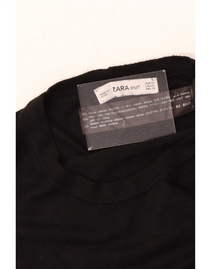 Zara Damen-Pullover mit Rundhalsausschnitt, Gr. 14, mittlere schwarze Viskose