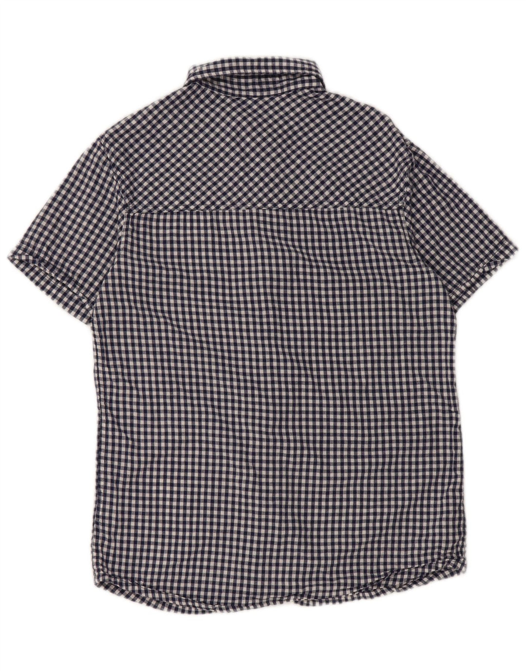 Mountain Warehouse Herren-Kurzarmhemd XS, blaue Gingham-Baumwolle