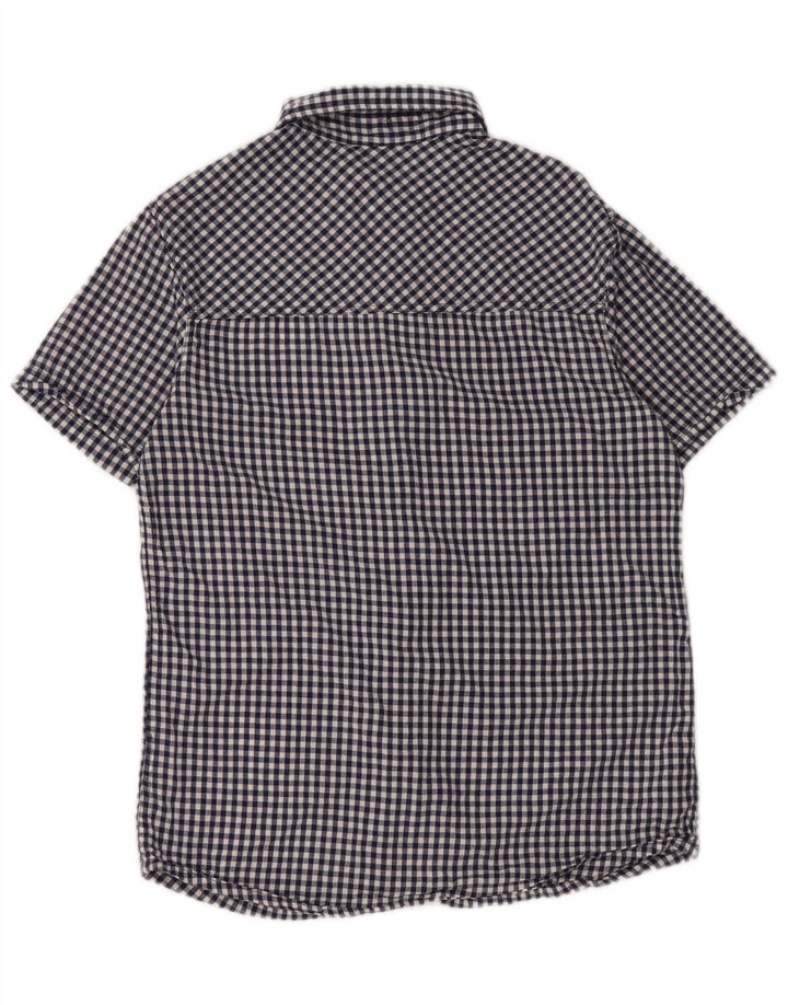 Mountain Warehouse Herren-Kurzarmhemd XS, blaue Gingham-Baumwolle