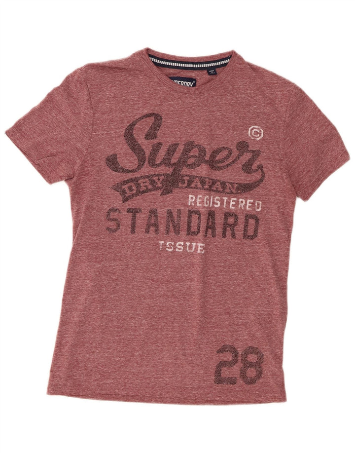 Superdry Herren-T-Shirt mit Grafik, klein, Burgunderrot gesprenkeltes Polyester