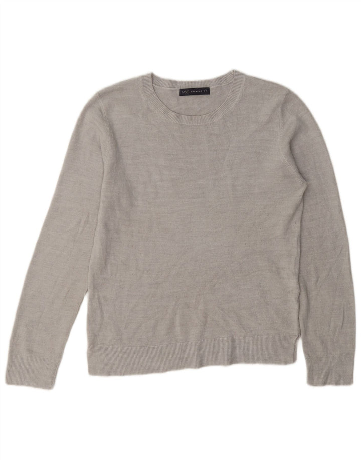 Marks & Spencer Damen Pullover mit Rundhalsausschnitt, UK 12, Mittelgrau