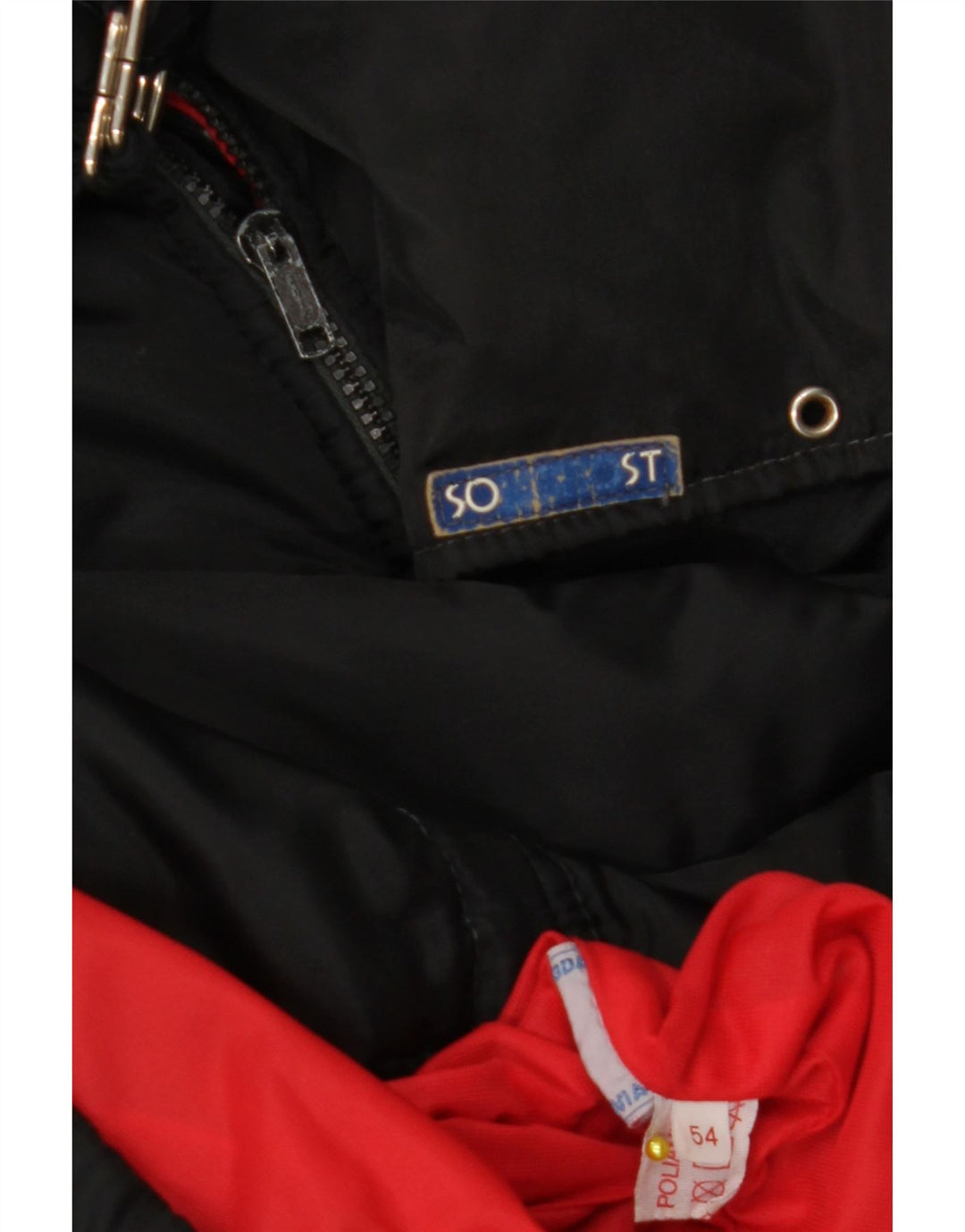 VINTAGE Herren-Windbreaker-Jacke IT 54 2XL Schwarzes Colourblock-Polyamid