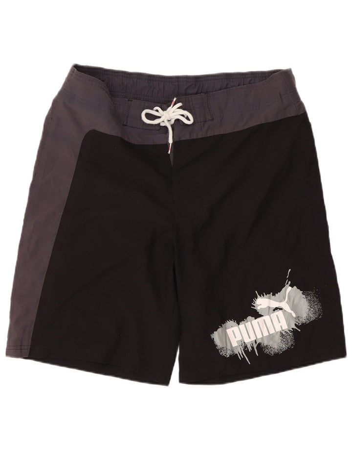 Puma Herren-Badeshorts mit Grafik, groß, Schwarz, Farbblock