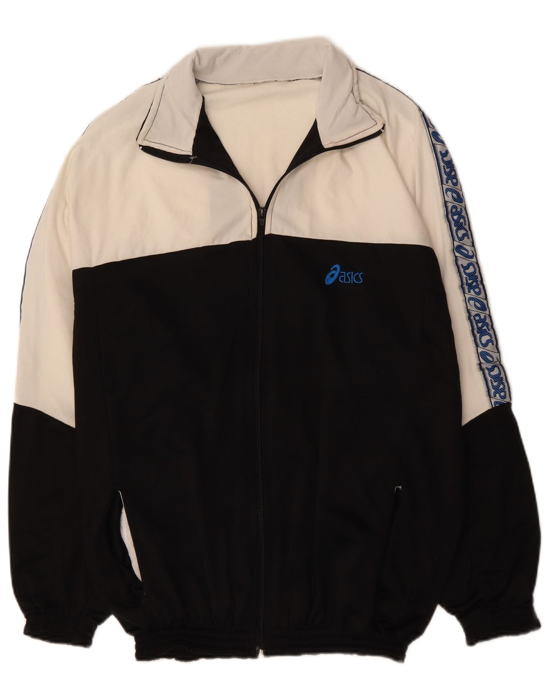 ASICS Herren-Trainingsanzug mit grafischem Oberteil, groß, Schwarz, Farbblock