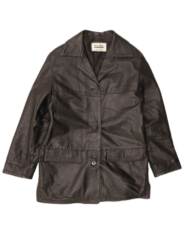 Vintage Damen Lederjacke IT 44 Mittelschwarzes Leder