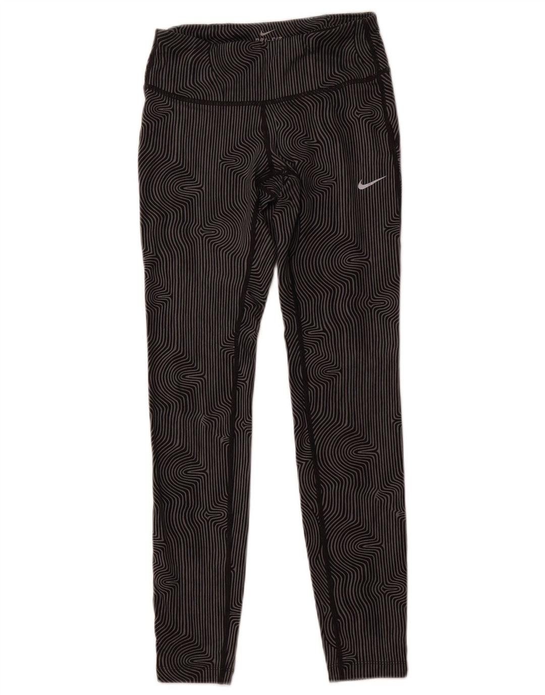 NIKE Damen Dri Fit Leggings UK 6 XS Grauer Nadelstreifen