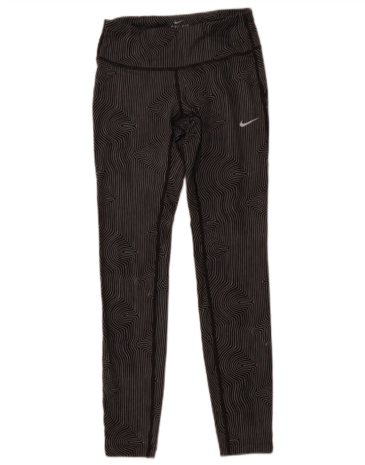 NIKE Damen Dri Fit Leggings UK 6 XS Grauer Nadelstreifen