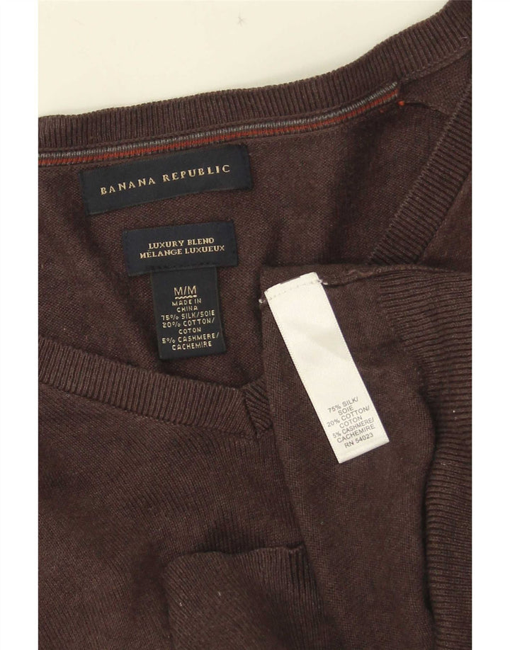 Banana Republic Herren-Pullover mit V-Ausschnitt aus mittelbrauner Seide