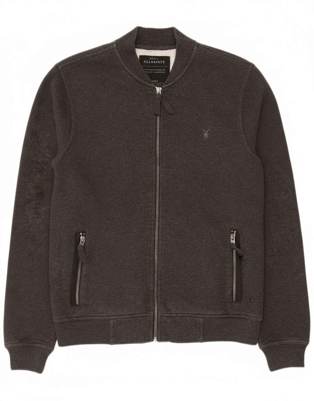 All Saints Herren-Trainingsanzug, Oberteil, Jacke, Größe S, Grau, Baumwolle