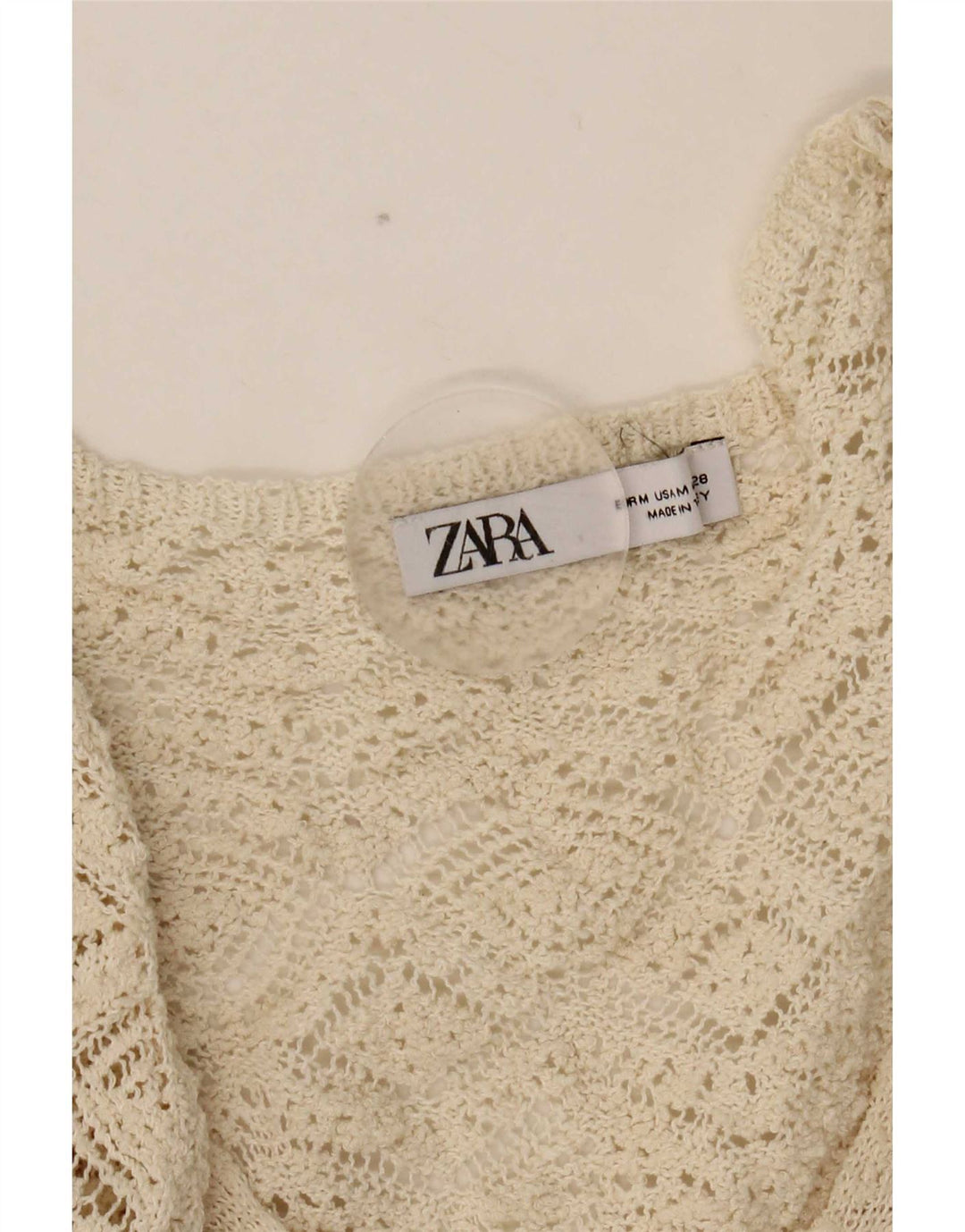 Zara Damen-Pulloverkleid mit 3/4-Ärmeln, UK 12, Mittelweiß, Polyester