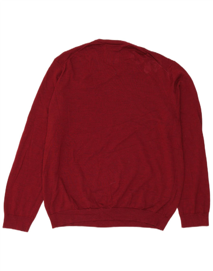 Marks & Spencer Herren-Pullover mit Rundhalsausschnitt, XL, rote Merinowolle