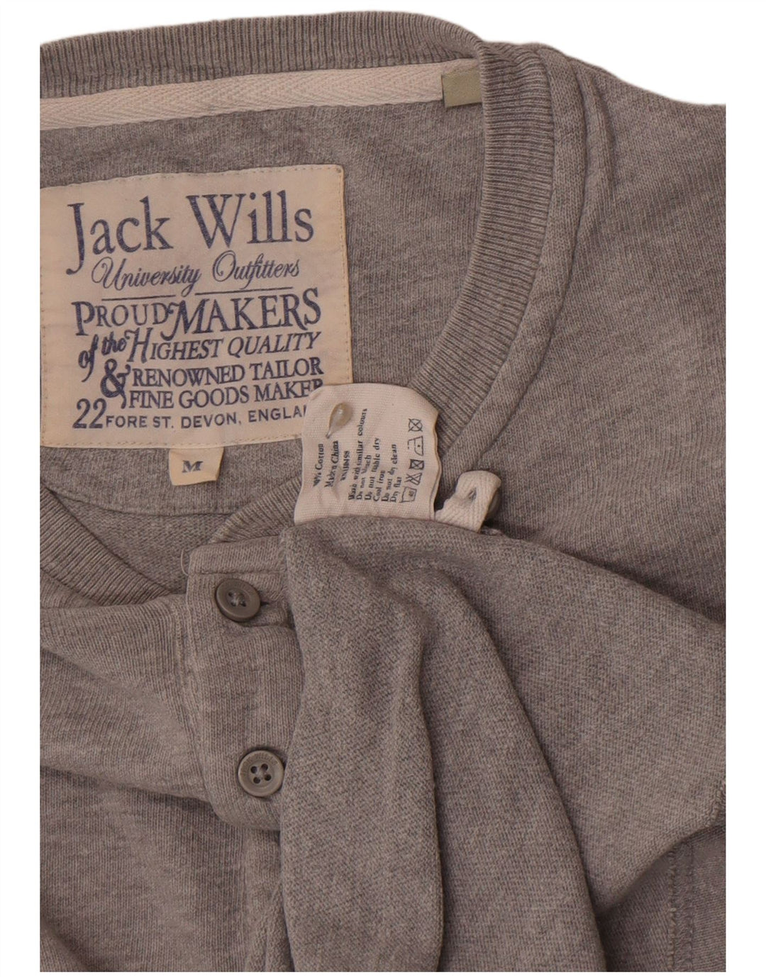 Jack Wills Herren-Oberteil aus langärmliger, mittelgrauer Baumwolle
