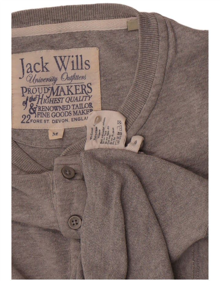 Jack Wills Herren-Oberteil aus langärmliger, mittelgrauer Baumwolle