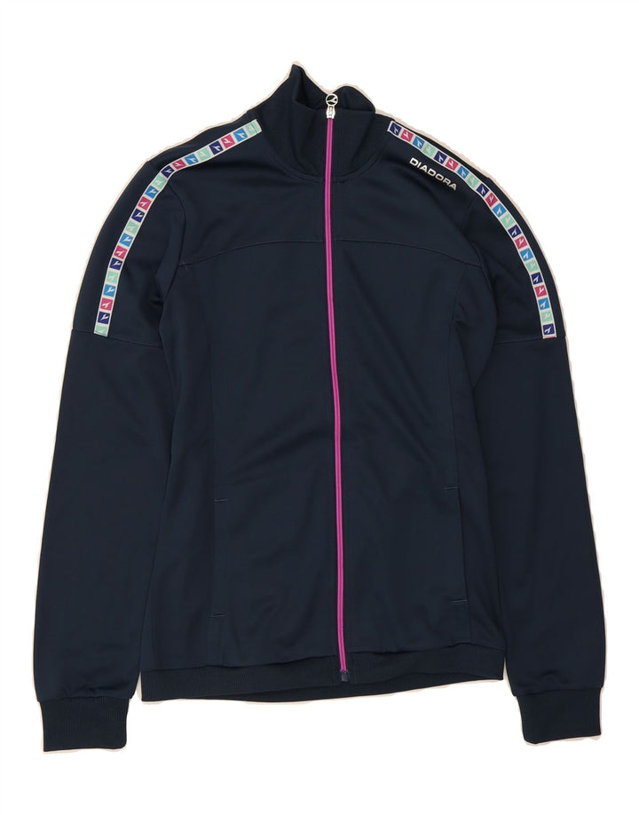 DIADORA Mens Graphic Tracksuit Top Jacket Small Navy Blue Colourblock Vintage Diadora and Second-Hand Diadora from Messina Hembry 