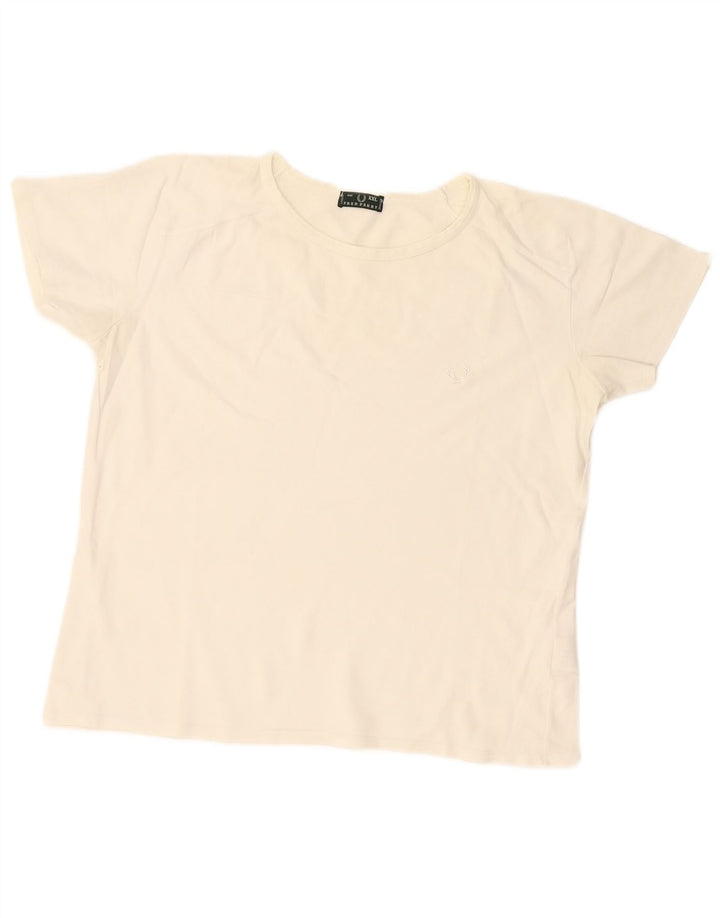 Fred Perry Damen T-Shirt Top UK 20 2XL Weiße Baumwolle