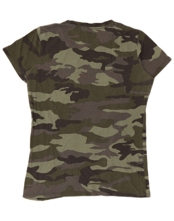 Converse Damen Grafik T-Shirt Top UK 18 XL Khaki Camouflage
