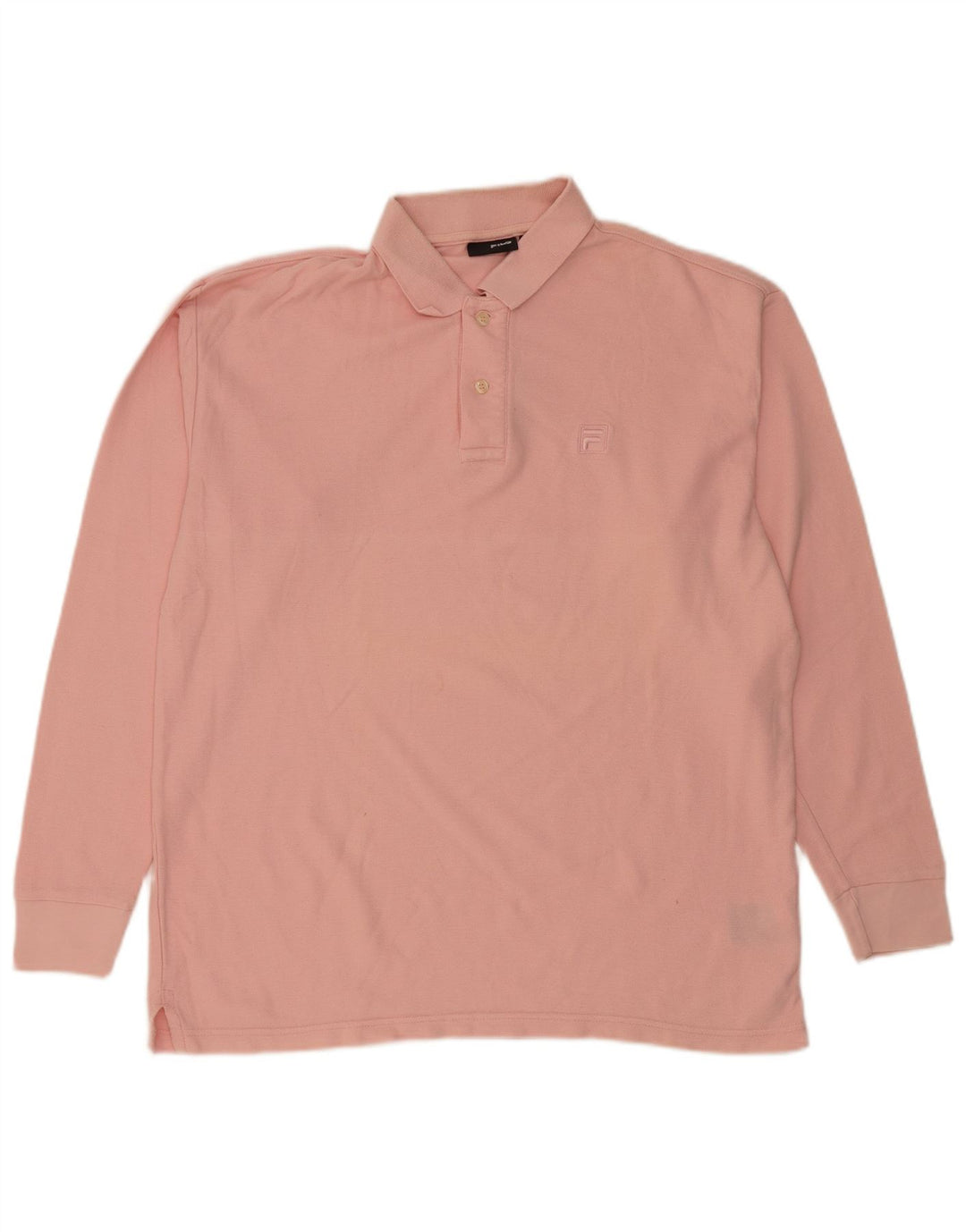 FILA Mens Long Sleeve Polo Shirt Large Pink Cotton