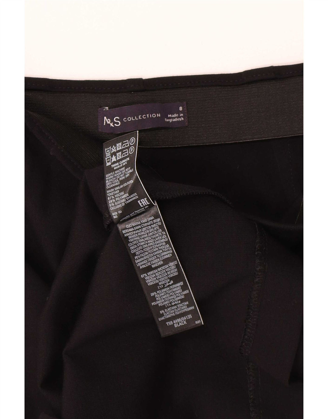 Marks & Spencer Damen Bleistiftrock UK 8 Small W27 Schwarze Viskose