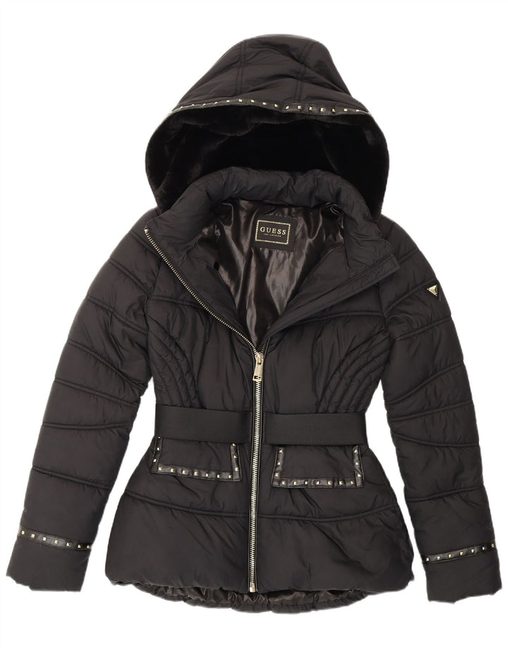 Guess Wattierte Damenjacke mit Kapuze, UK 10, Größe S, Schwarz