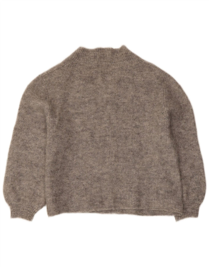 ZARA Damen Crop V-Ausschnitt Pullover Pullover UK 14 Mittelgrau meliert