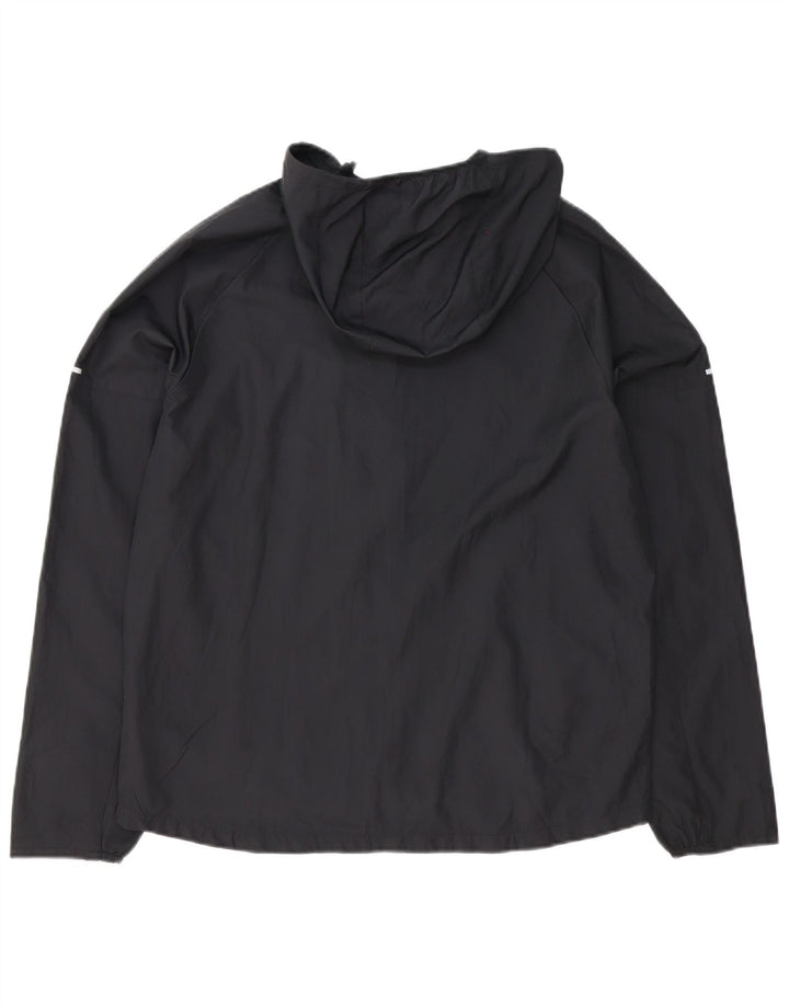NIKE Womens Hooded Oversized Rain Jacket UK 14 Medium Black Polyester
