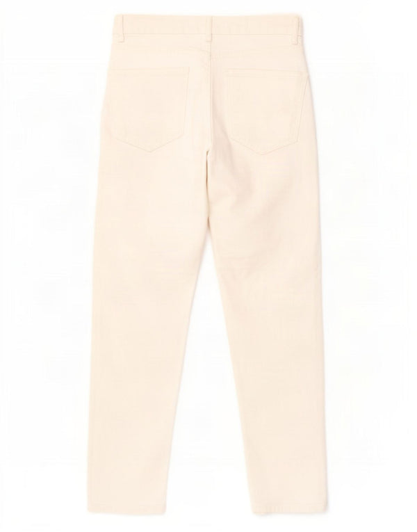 Zara Damen-Jeans mit hoher Taille, EU 36, XS, B26, L27, cremefarbene Baumwolle