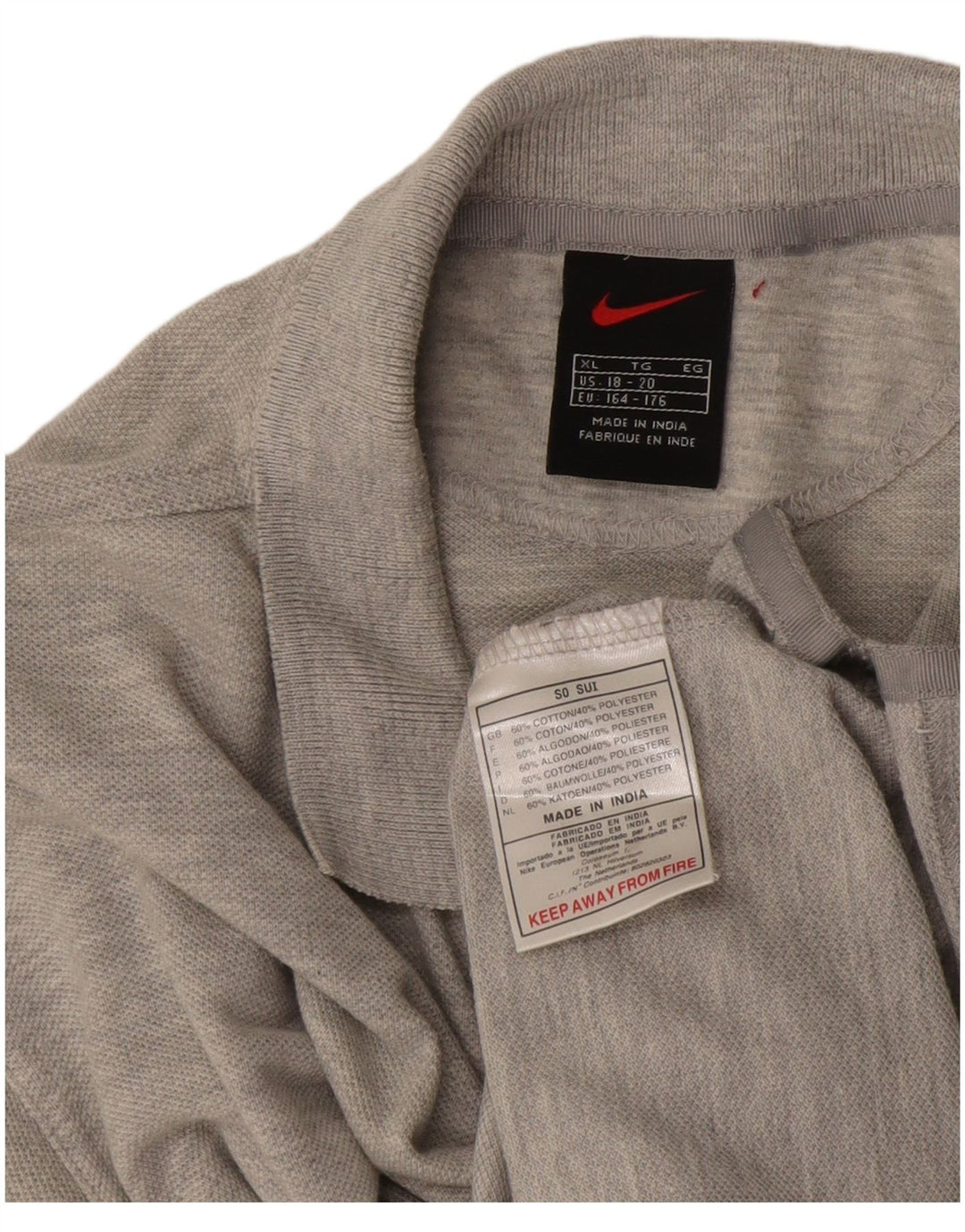 Nike Poloshirt für Jungen, 15–16 Jahre, XL, graue Baumwolle