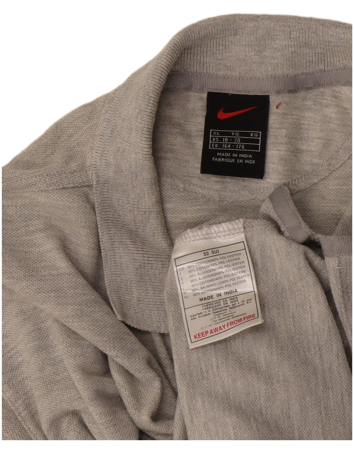 Nike Poloshirt für Jungen, 15–16 Jahre, XL, graue Baumwolle
