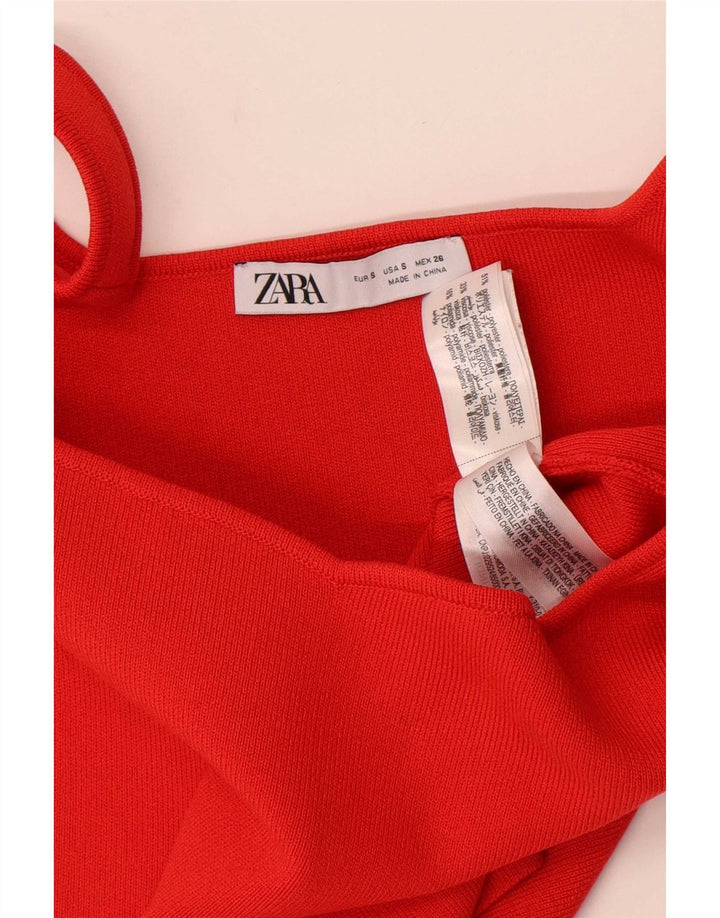 Zara Damen Crop Cami Top UK 8 Small Rot Polyester