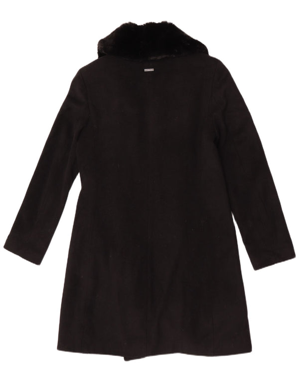Dkny Damen Mantel UK 10 Small Schwarze Wolle