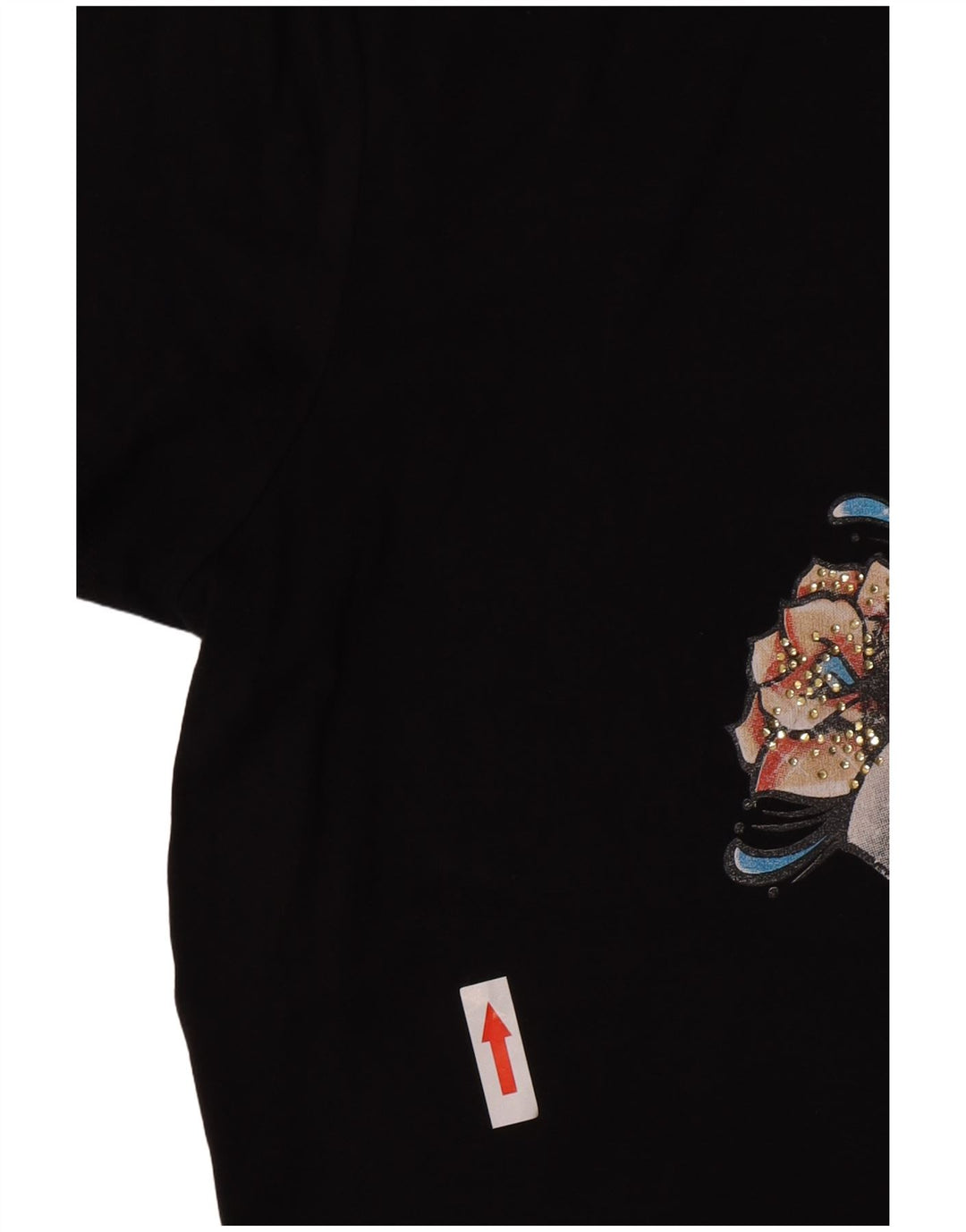 Liu Jo Damen Grafik T-Shirt Top UK 12 Medium Schwarz Viskose
