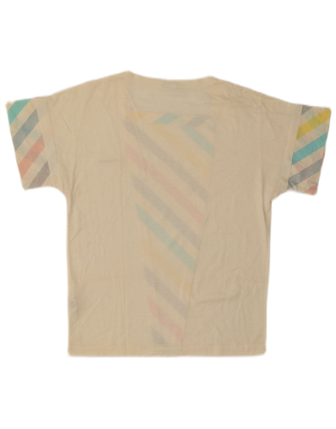 Ellesse Damen T-Shirt Top UK 12 Mittelweiß gestreift aus Baumwolle