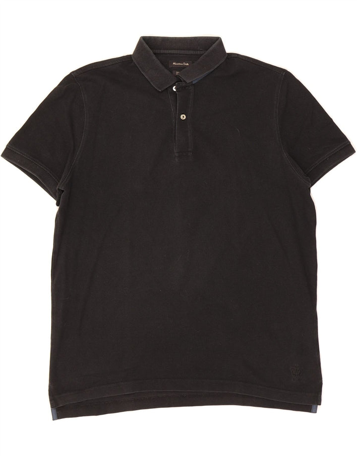MASSIMO DUTTI Mens Regular Fit Polo Shirt Large Black Cotton Vintage Massimo Dutti and Second-Hand Massimo Dutti from Messina Hembry 