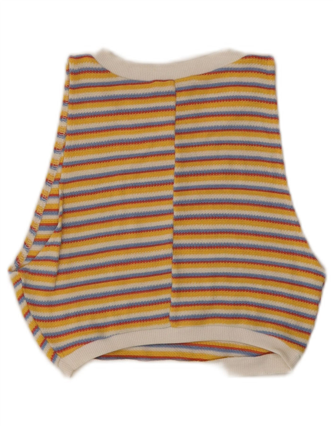 ZARA Damen Strick-Crop-Top UK 8 Small Gelb gestreift