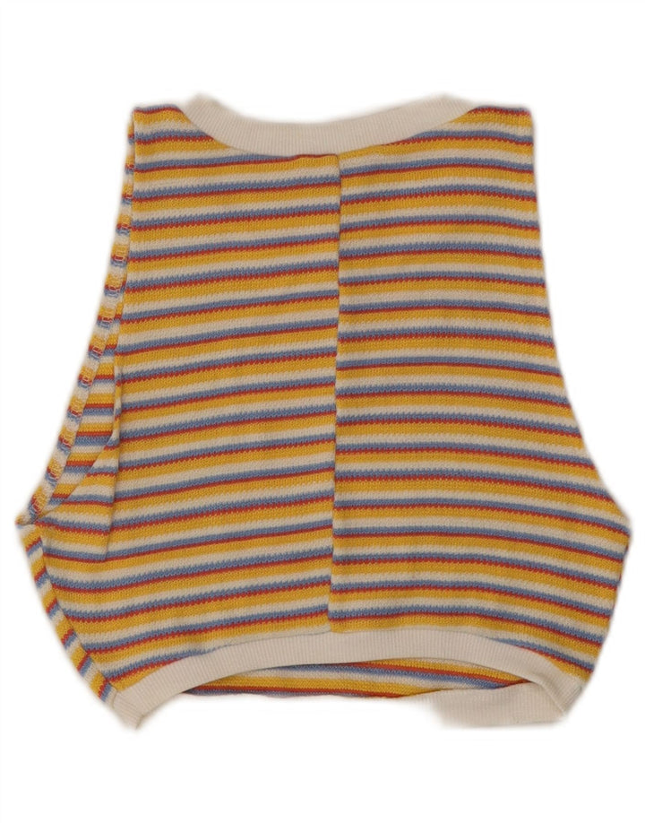 ZARA Damen Strick-Crop-Top UK 8 Small Gelb gestreift
