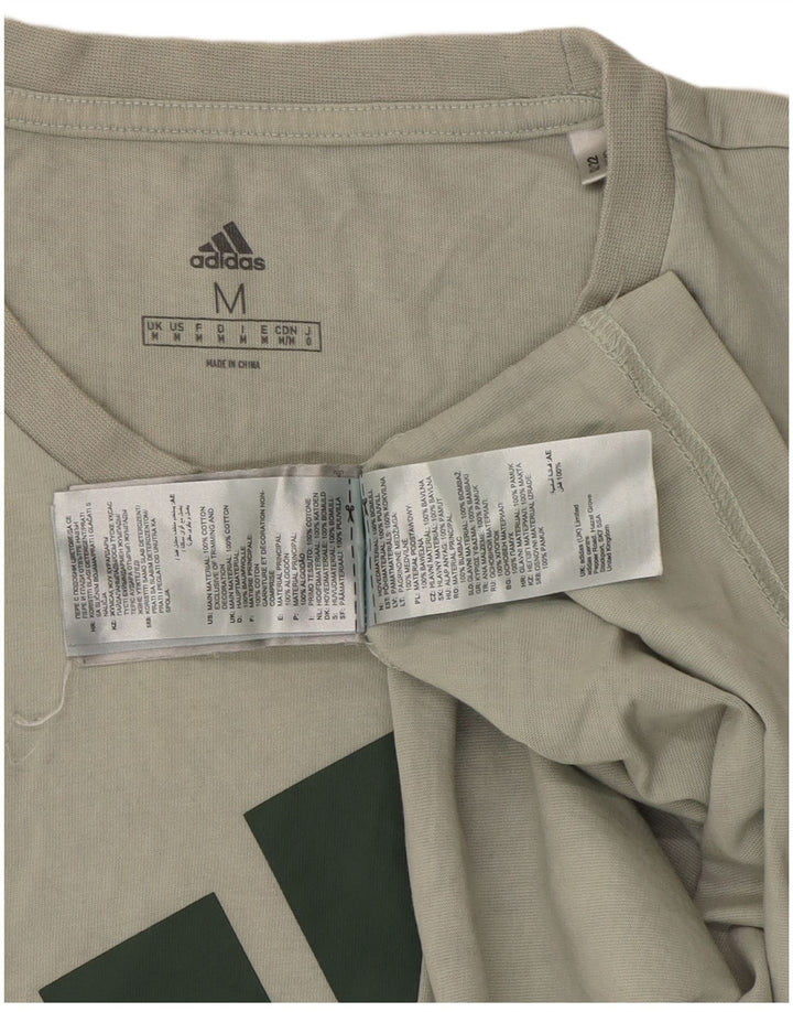 Adidas Herren Grafik-T-Shirt-Oberteil aus mittlerer Khaki-Baumwolle