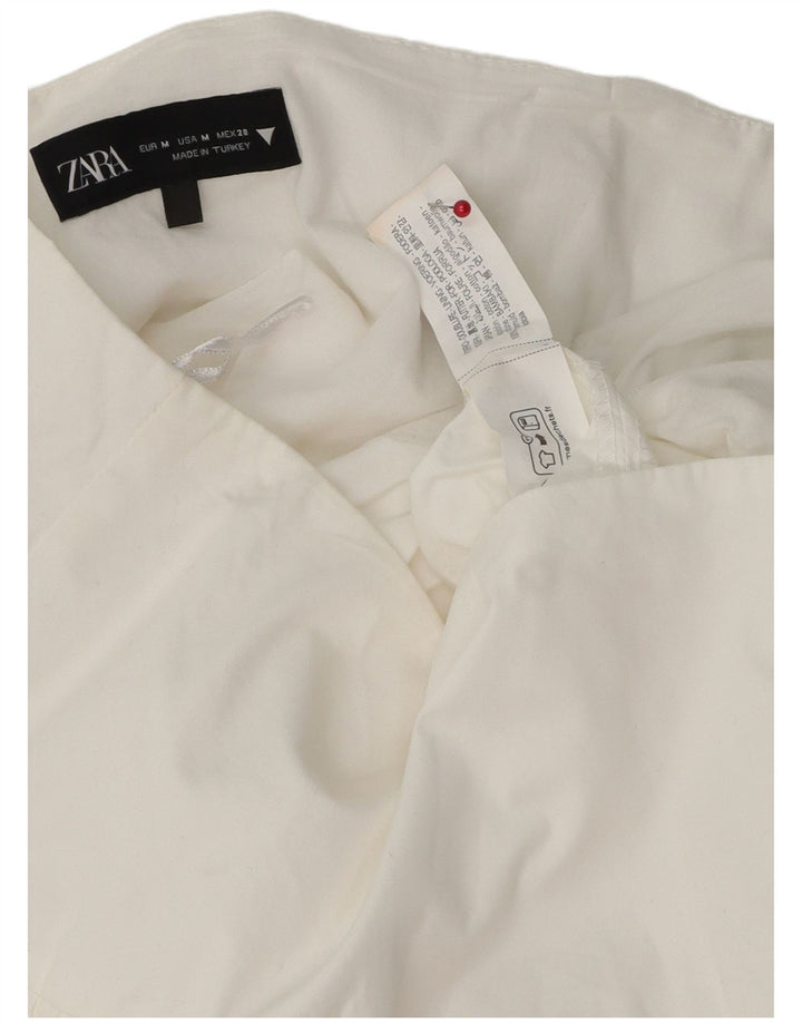 Zara Damen Mini-Rüschenrock Medium W30 Weiße Baumwolle
