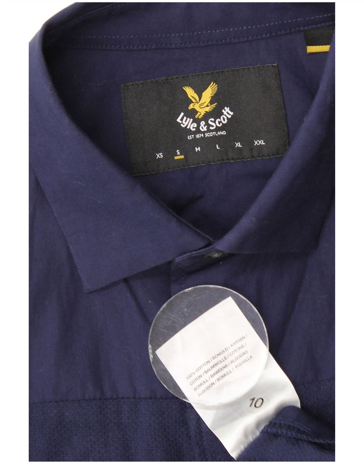 Lyle & Scott Herren-Kurzarmhemd, Größe S, Marineblau, Baumwolle