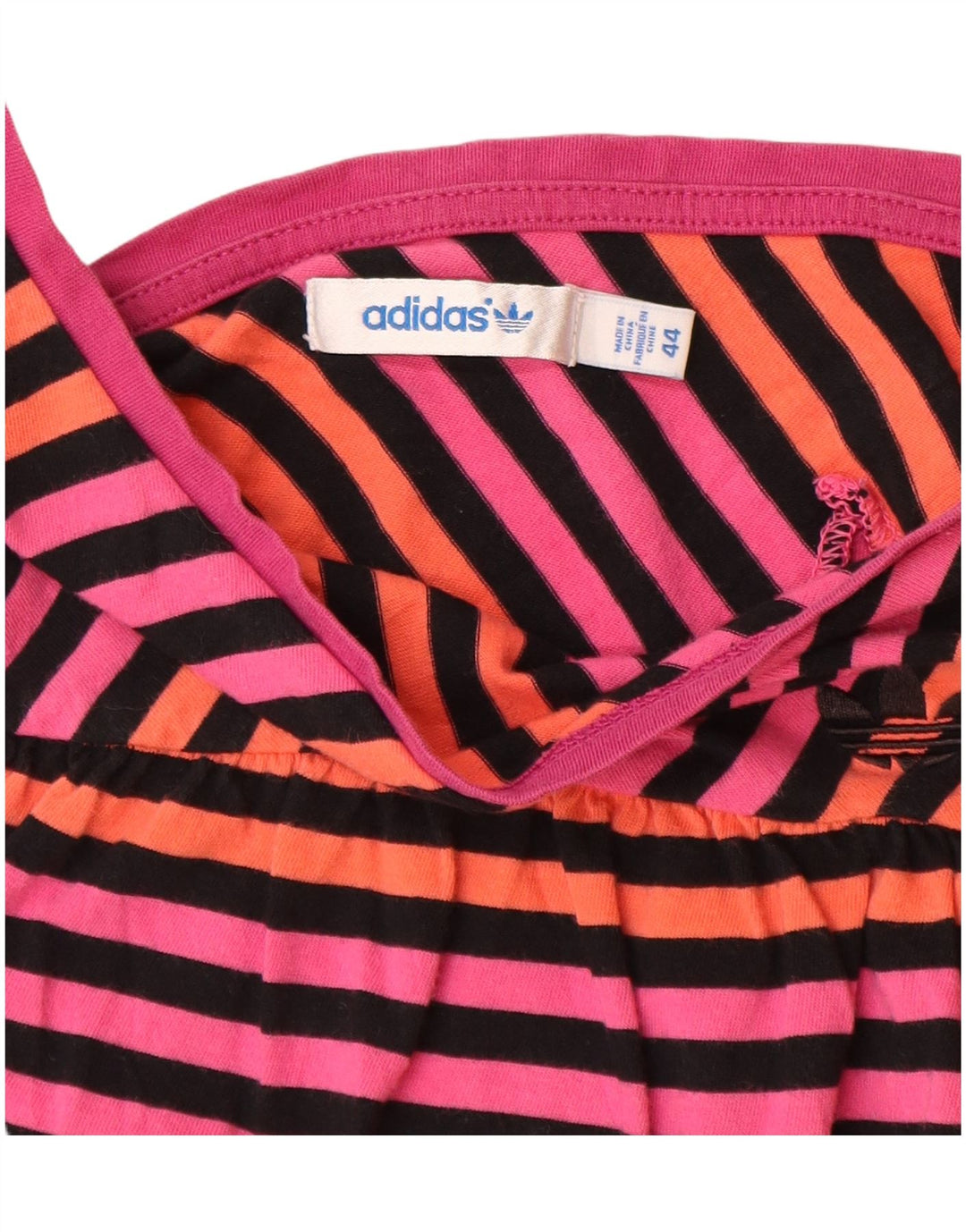 Adidas Damen Bluse Top IT 44 Mittelrosa gestreift Baumwolle