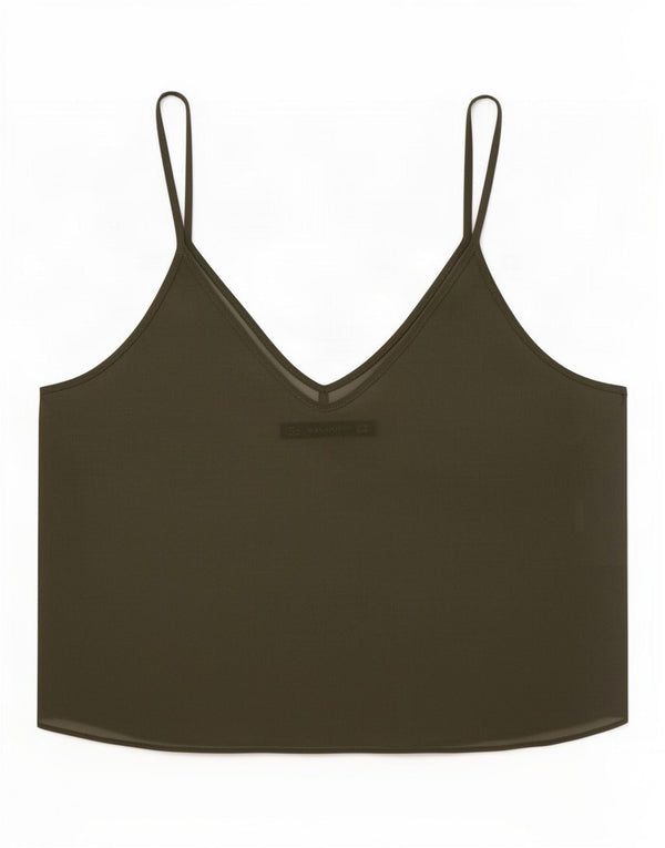 Zara Damen Durchsichtiges Crop Top UK 12 Medium Khaki