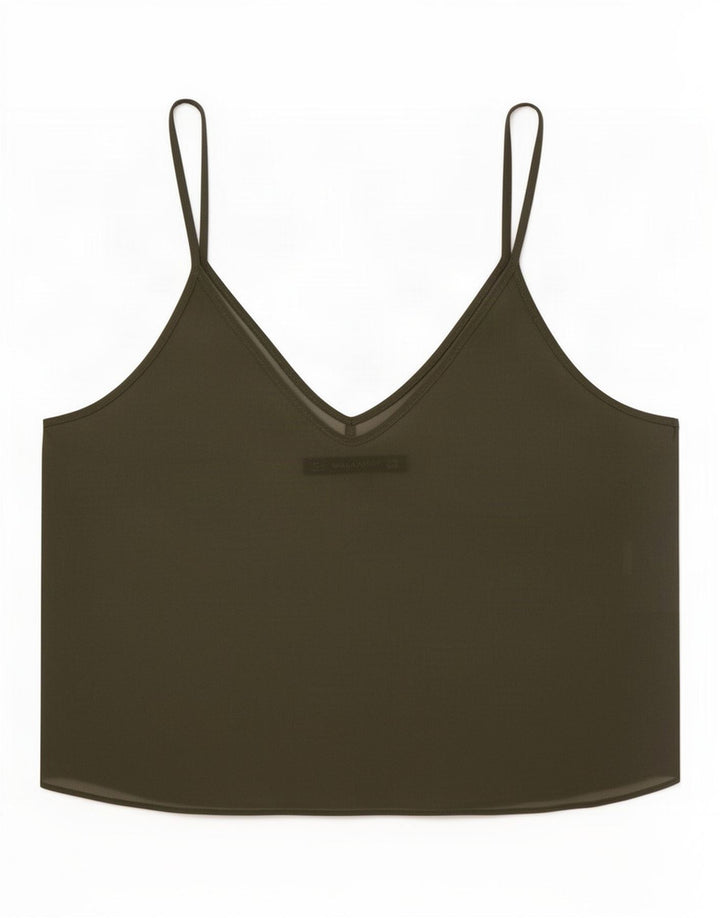 Zara Damen Durchsichtiges Crop Top UK 12 Medium Khaki